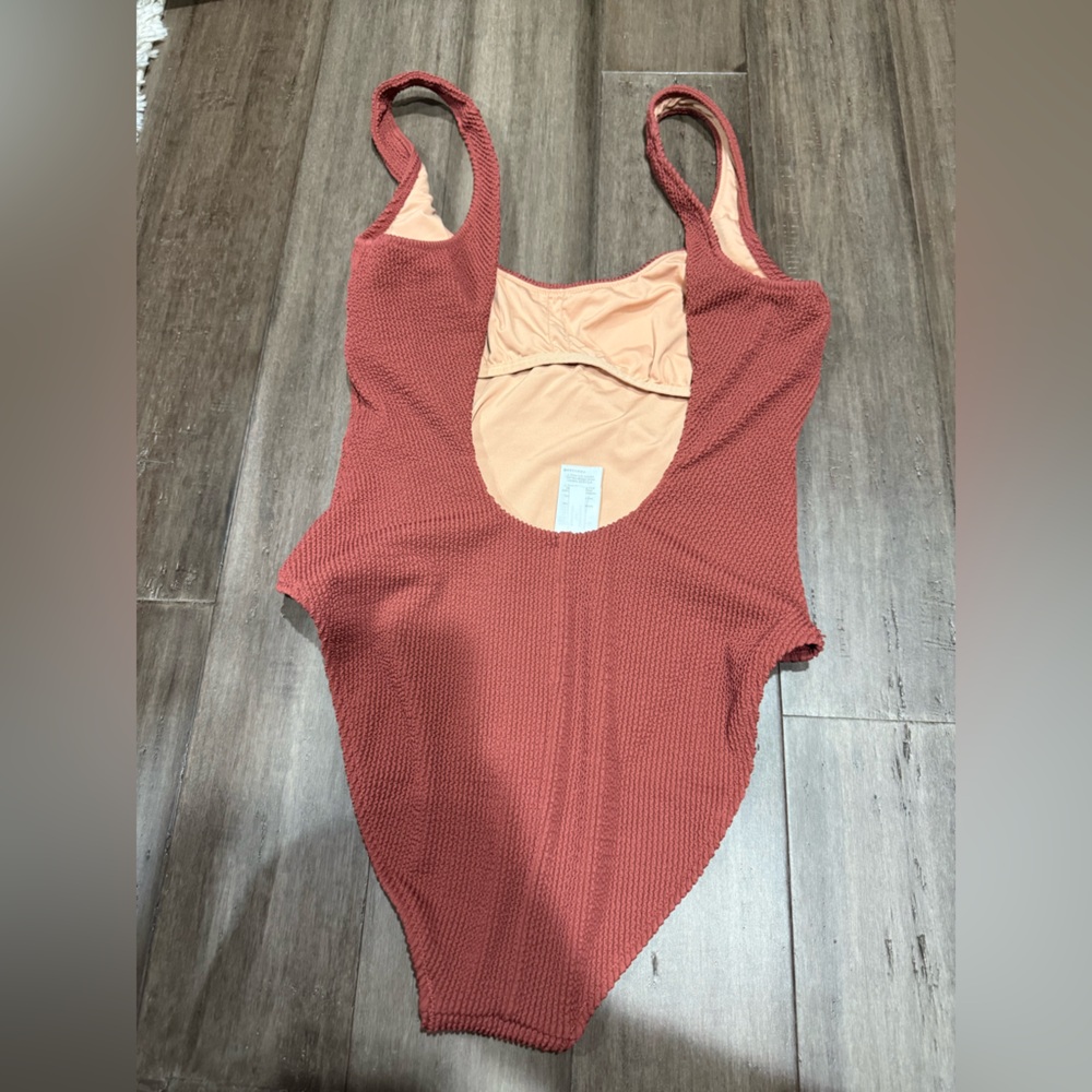 J Crew Brick Red Ribbed One Piece - Picture 2 of 6